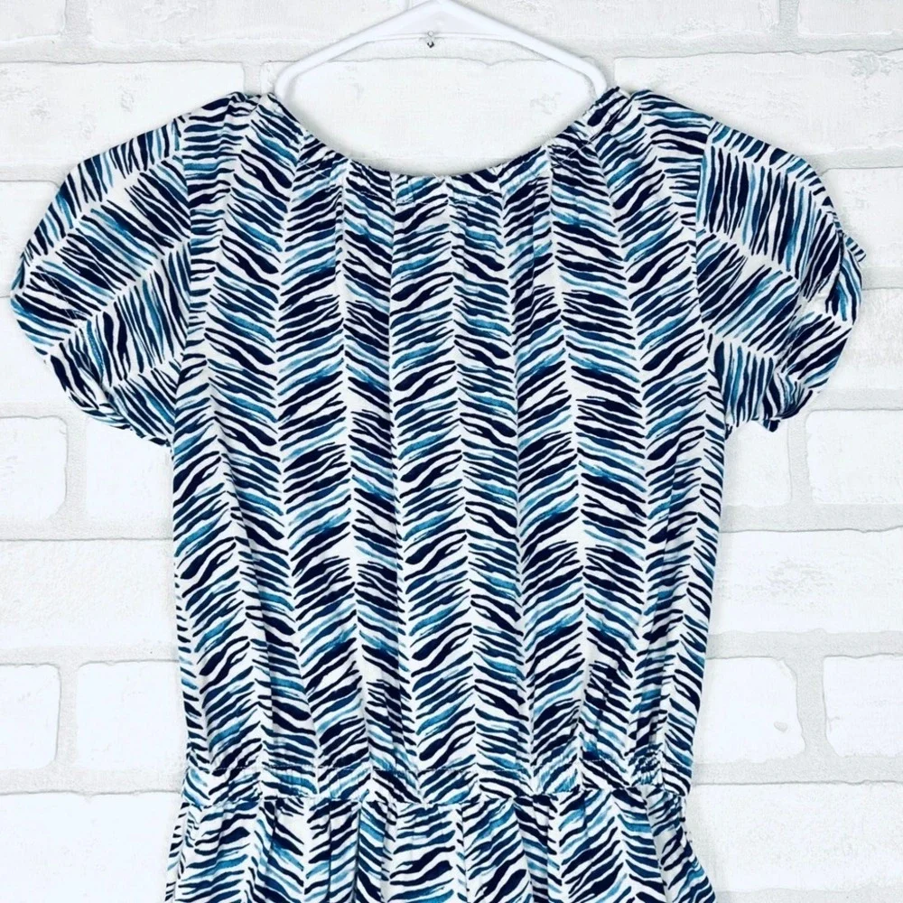 Old Navy Girls Blue White Zebra Print Short Sleeve Jumpsuit Size L 10-12